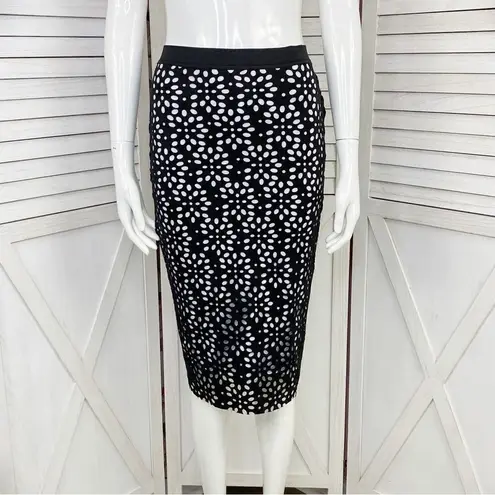 i Jeans by Buffalo Laser Cut Pencil Skirt Black White Small