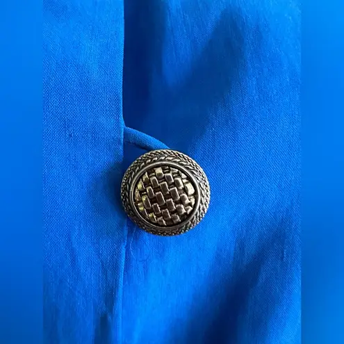 Buttons Nancy Crystal Blue Short Sleeves Gold Vintage Dress Sz 6 Should…
