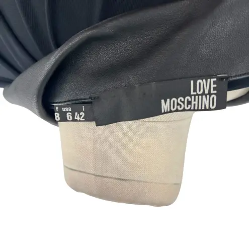Love moschino Shirt Dress Collared Leather Detail Short Sleeve Black Size US 6
