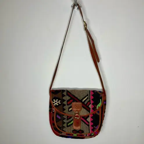 EM MAY Turkish Kilim Wool Handbag Crossbody Messenger Bag Purse Unique Suede Brown