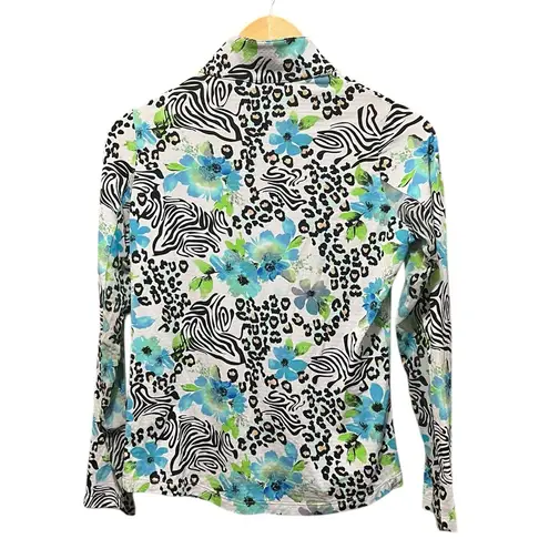 IBKUL Eva Polo Zip Top Peri Long Sleeve Golf Shirt Womens UPF 50 size XS Blue