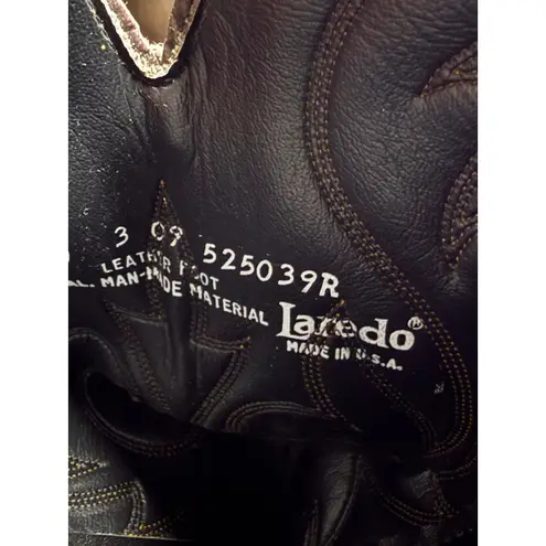 Laredo Women's Western Cowboy Boots Brown Leather Stitching Square Toe Size 7.5B