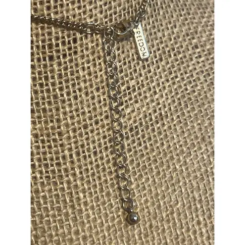 Freedom Gold Tone Choker Necklace Diamond Design Dangles Adj 11.5" + 3"