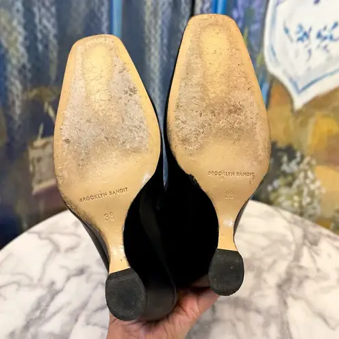 Brooklyn Bandit Eva Leather Wedge Boots Black Size 38 GUC