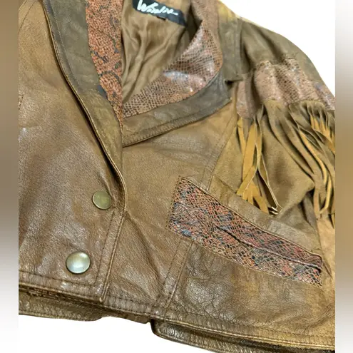 ๐ค Vintage Winlit Brown Genuine Leather Western Fringe Jacket | Size M ๐ค Size M