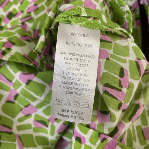 Chadwick's Chadwick’s Long Sleeve Green Pink Cotton Embroidered V-Neck Top Size XL Resort