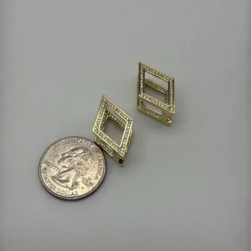 Diamonique x Lisa Freede Brass Multicolor Cubic Zirconia Huggie Earrings Gold