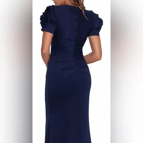 XScape NWT  Ruched Fit & Flare Gown Midnight Blue Size 10