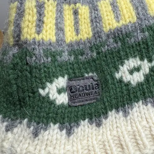 Bula Fair Isle Lambswool Pom Beanie with Fleece Ear Band Green