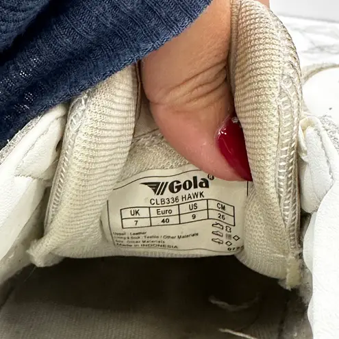 Gola Hawk Free People Sneakers White Dark Brown Gold Suede Leather Women US9 UK7 Size 9