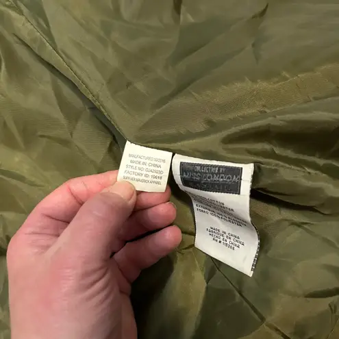 Miss London Olive Green Hooded Utility Jacket Women's XL Zip Snap Pockets