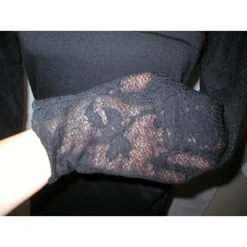New Womens NWT NIU Black L Designer Dress Lace Wool Long Sleeves Large NIU'