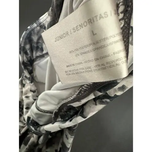 Energie Leggings Women LARGE Black White Floral Print Justine Pull On Cropped