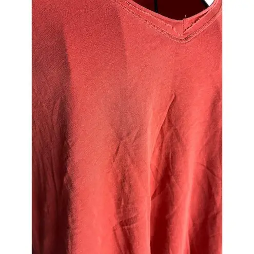Project Social T  Women's XS V-Neck High Low Tunic‎ Tee Coral Red Casual Basic - Image 2