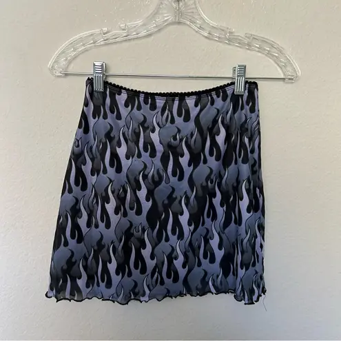 Horoscopez Flame Mini Skirt Y2K Egirl Black Gray Rave Party Small Festival