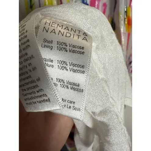 Hemant and Nandita Jorah Multicolor Tie Dye Print V-Neck Puff Sleeve Midi Dress S