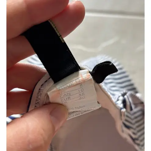 Niptuck Swimsuit Womens 8 Blue White Stripe Tummy Control Nautical Resort Travel