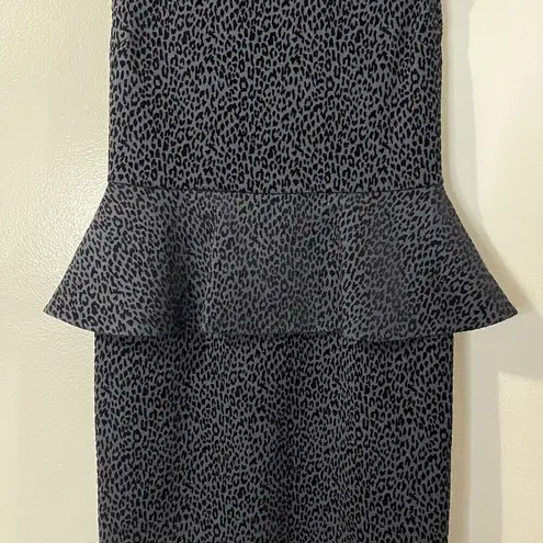 Alice + Olivia  Victoria Peplum Dress Size 2 Navy Leopard Velvet Cocktail Party