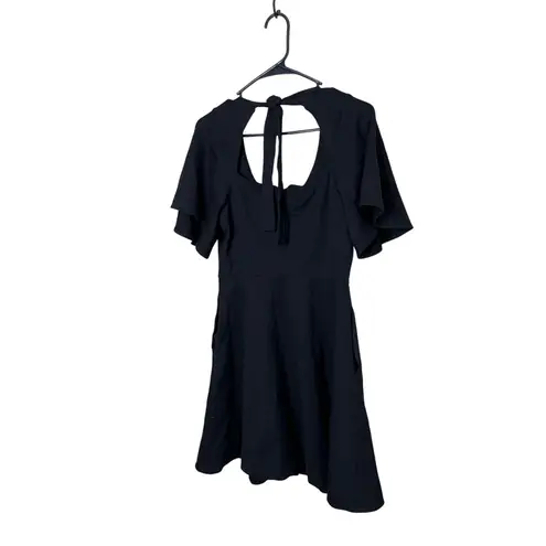 Voodoo Vixen Black Flutter Sleeve Button Front Tie Back Cutout Dress Size L Size L