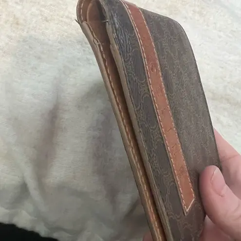 CELINE Preloved Macadam Blason Logo Folded Wallet Brown Vintage