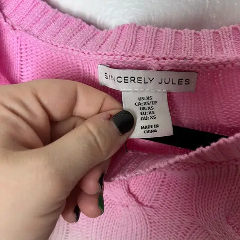 Sincerely Jules Ombre Pink White Orange Cotton Cable Knit Cropped Sweater XS