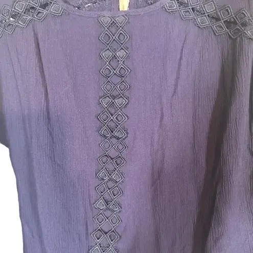 Mason & Belle Navy Blue Lace & Embroidered Sleeveless Blouse Women Sz XL