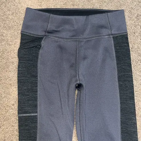 Title Nine Crash Polartec Fleece Lined Tights Colorblock Gray Black XS