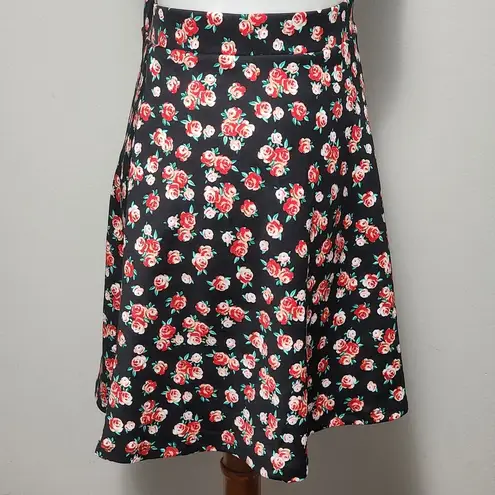 Olsenboye black red floral scuba skater skirt size xl