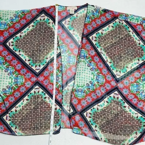 Band of Gypsies  Boho Mixed Print Mixed Pattern Sheer Cardigan Women's Size Small