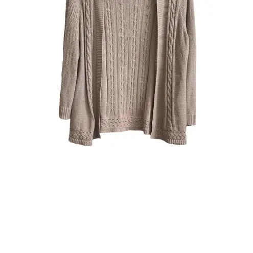 Croft & Barrow  Open Cardigan Women Sweater XL Tan Crochet Open Knit Neutral