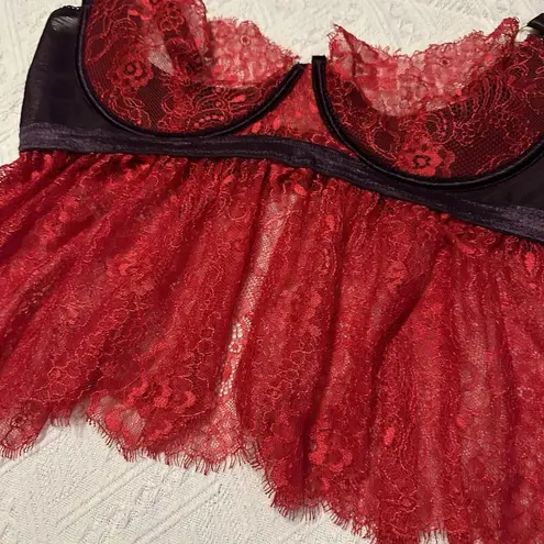 Seven Til Midnight Plus Red & Purple Lingerie Babydoll Cami Top Sz 1X/2X NWOT