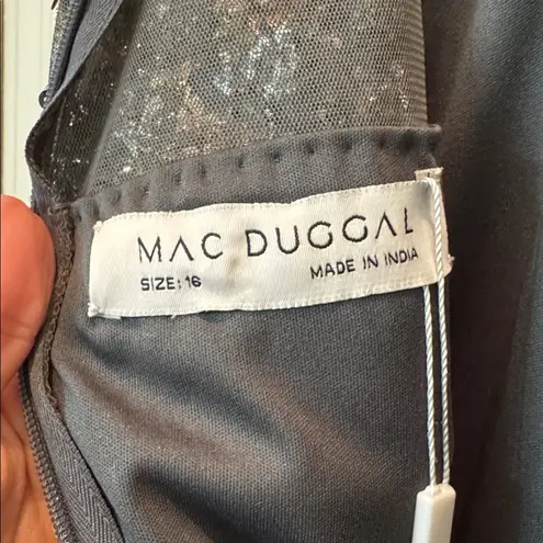 Mac Duggal NWT 5496 Embellished Illusion High Neck Long Sleeve A Line Gown Sz 16