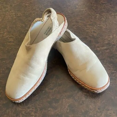 Jean Paul Barriol Suede Sling Back Loafers in Off White