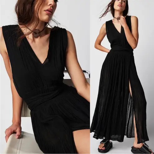 Jen's Pirate Booty Free People Prism Black V Neck Gauzy Maxi Dress Womens Size XS