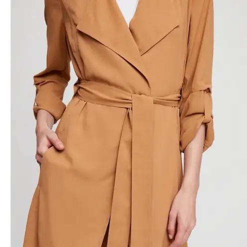 Babaton Aritzia Quincy Small Trench Coat Tan Brown Lightweight Duster Jacket