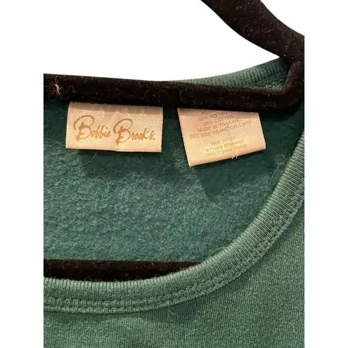 Vintage 90s Bobbie Brooks Christmas Sweater Size Med Embroidered Santa Holiday Green