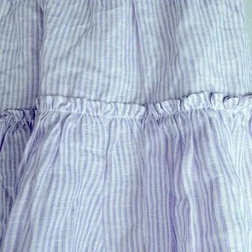 Hill House  The Paz Linen Mini Skirt in Lilac Purple Stripe Ruffle XL