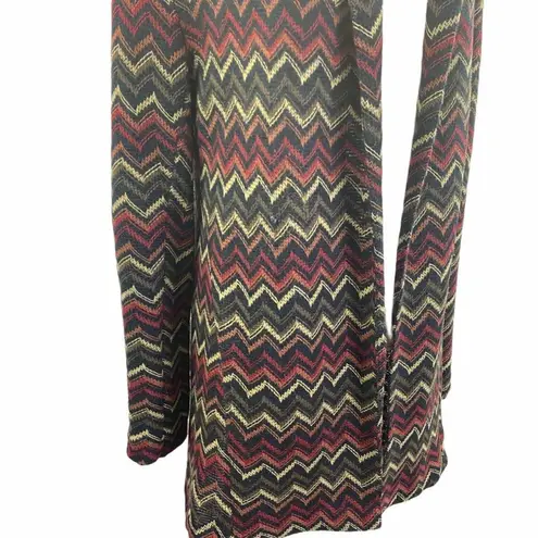 Otis & Maclain Skara Cardigan Sweater Brown Womens S Open Front Rustic Chevron Black - Image 6