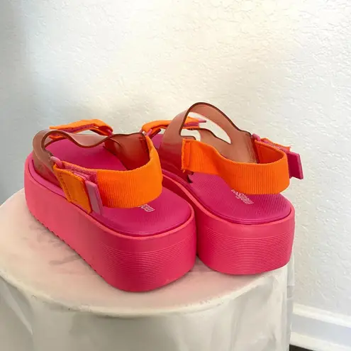 Melissa Brave Papete Fuchsia Pink Orange Platform Sandal NEW Size US 9