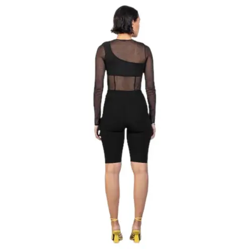 Gauge81 Feriz Womens Black Sheer Round Neck Long Sleeve Bodysuit Small ($355)