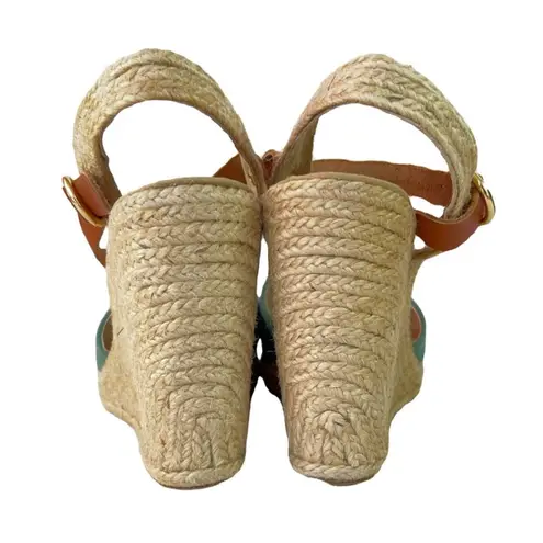 Anthropologie  Paloma Barcelo Teal Shoelace Wedge Espadrilles Size 9‎