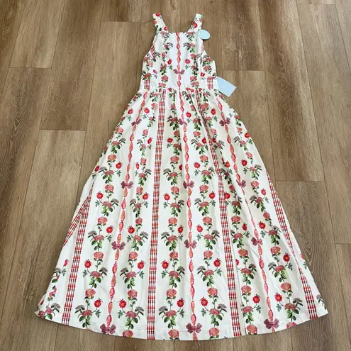 Hill House NWT The Addie Dress Red Shell Vine Stripe Pattern Size Medium