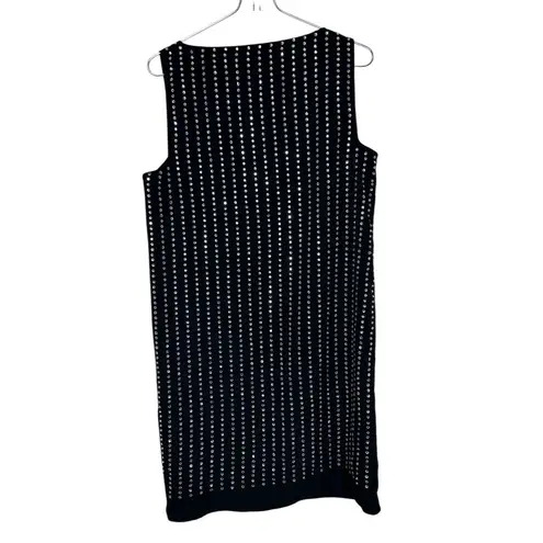 Susana Monaco Womens Dress Midi Back Side Zip Beaded Sleeveless V-Neck Medium