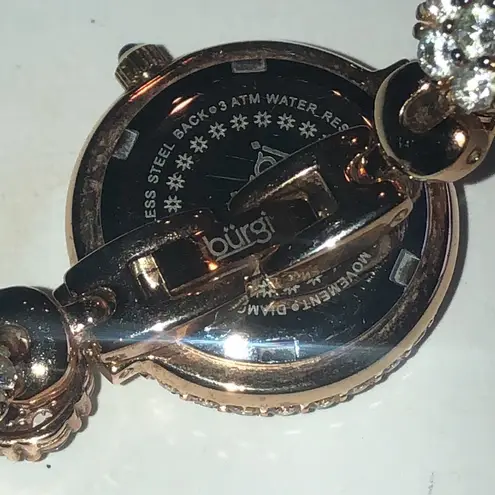 Burgi Ladies Diamond Dial BUR139RG Crystal CZ Rhinestone Rose Gold Tone Watch White
