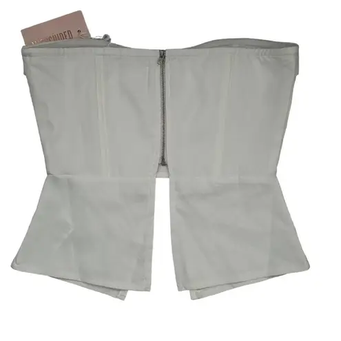 Missguided NEW Ivory Crepe Split Hem Corset Bandeau Strapless Top Size 2 Blouse
