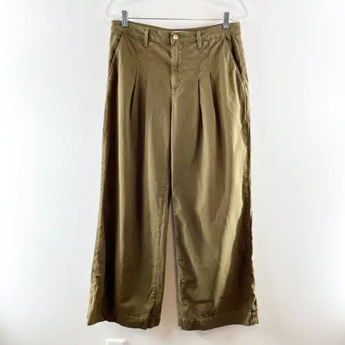 L'Agence Jayce High Rise Pleated Chino Wide Leg Pants Green 29 / 8