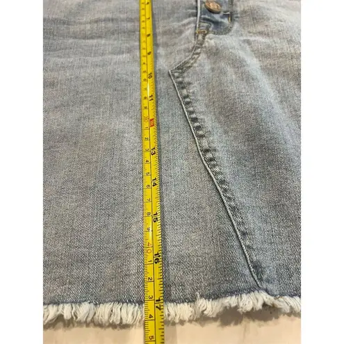 Seven7 Women's Size 10 Blue Denim Pencil Skirt Button Fly Fray Hem