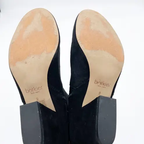 Botkier Allie Almond Toe Suede Mid Heel Booties Women's Size 9 Black Zip Ankle