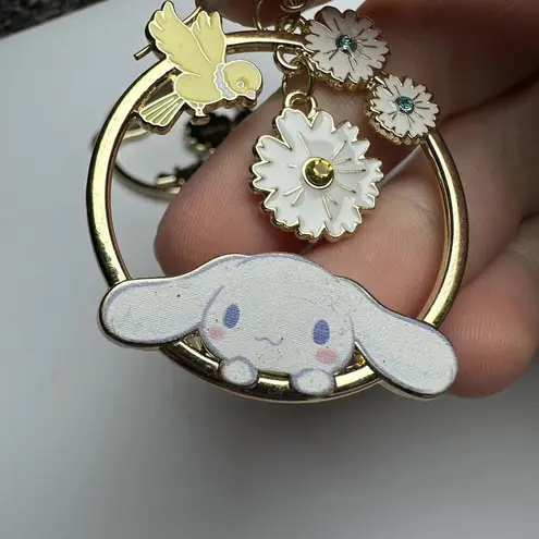 Sanrio Cinnamoroll Flower Circle Enamel  & Rhinestone Pierced Dangle Earrings