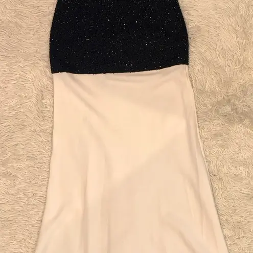 STAUD NWOT Gabrielle Bead-Embellished Colorblocked black Ivory maxi dress sz S